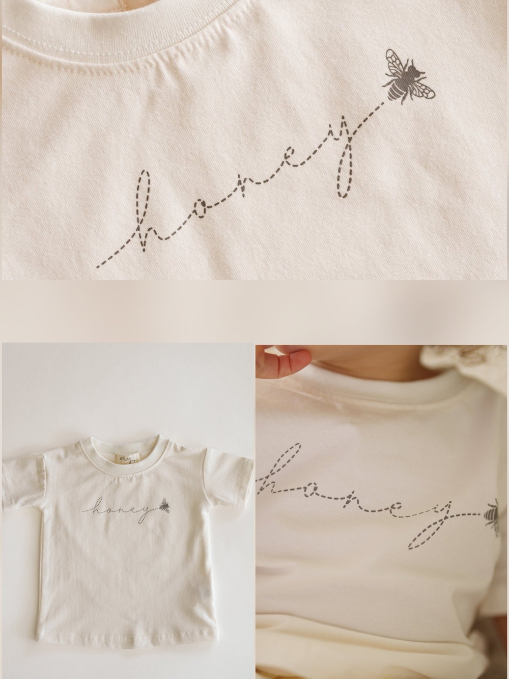 NWT Atlas Grey Organic Honey Bee T-Shirt 18-24 months Unisex